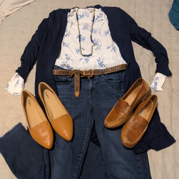 Halogen Women's Navy Open Front Linen Cardigan - Picture 2 of 14